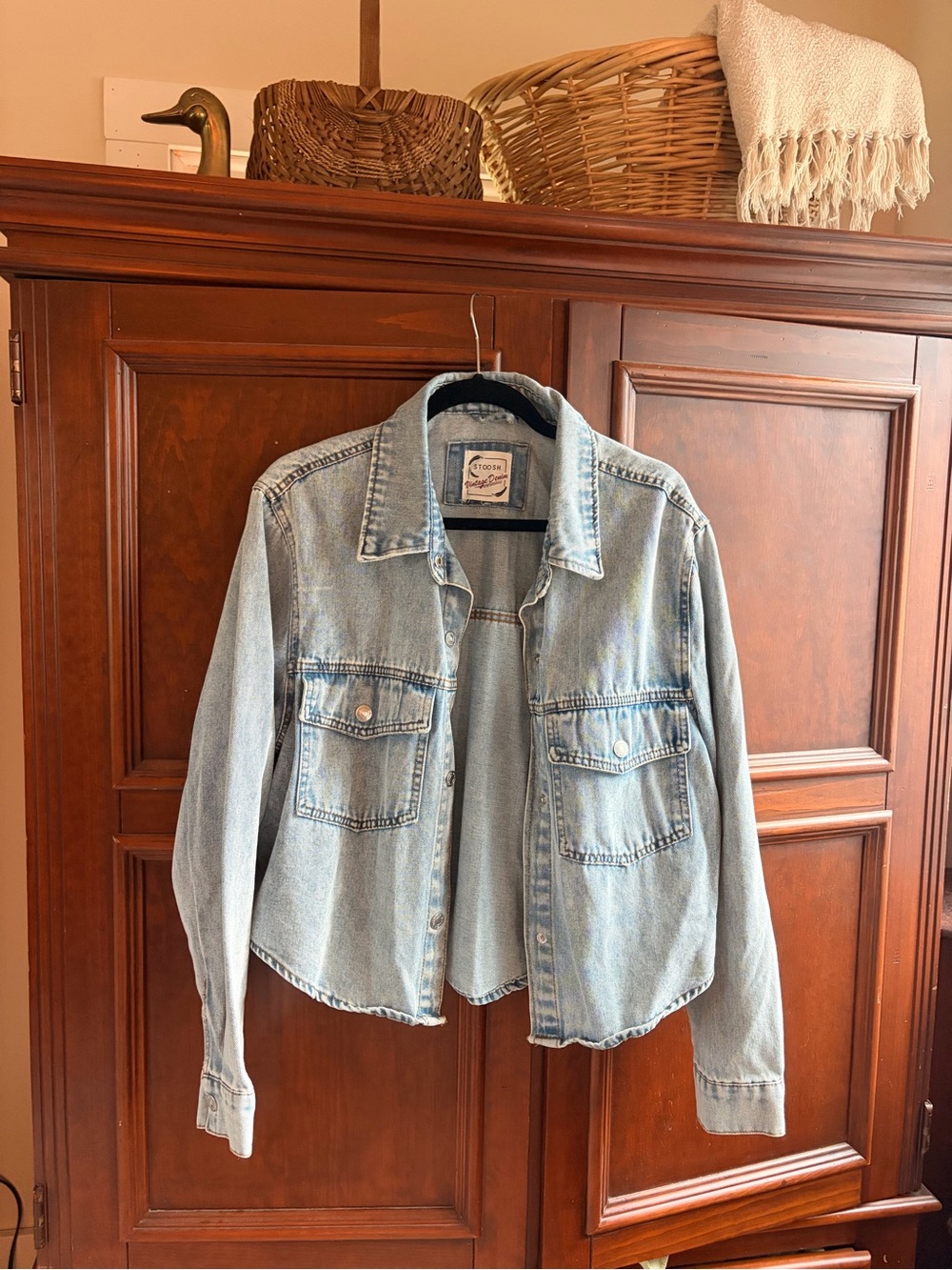 Stoosh Light Wash Denim Jacket in Pale Blue - 100% cotton